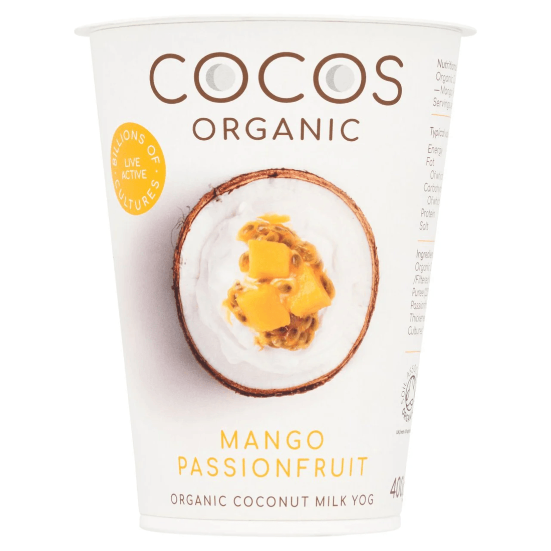 a53d3b37 Cocos Organic Mango & Passionfruit Coconut Milk Yogurt – 400g - Image 1
