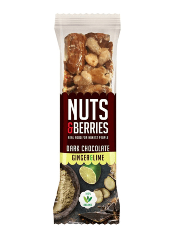ce24d3d9 Nuts & Berries Organic Dark Chocolate Ginger & Lime 40g - Image 1