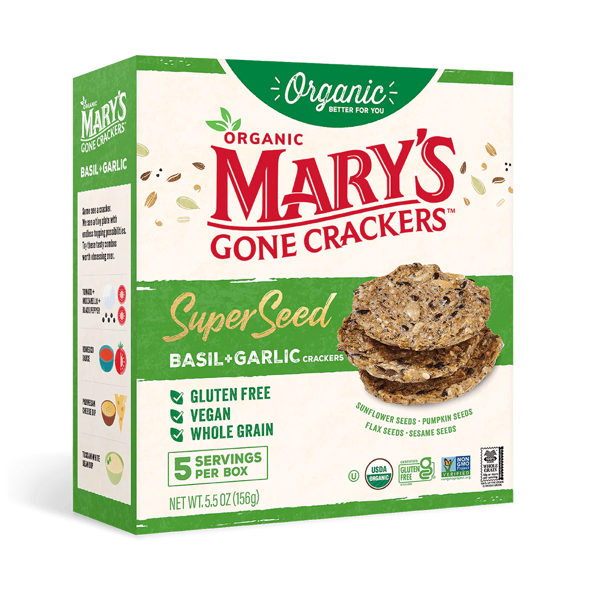 image.png Mary’s Gone Gluten Free Organic Crackers Basil & Garlic - 156g - Image 1