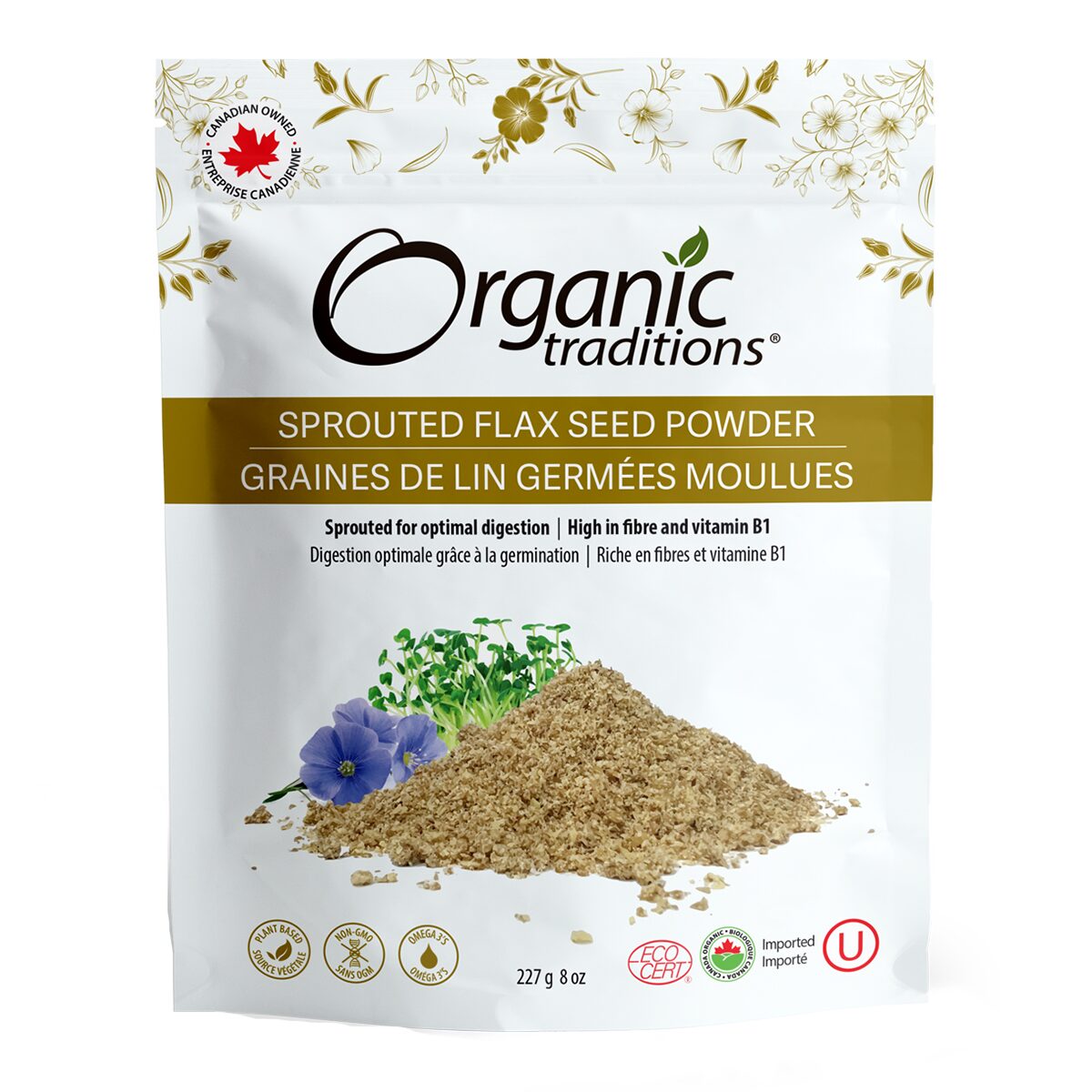 image.png Organic Traditions Sprouted Omega Flax Seed Powder 227G - Image 1