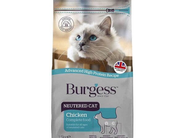 Burgess Neutered Cat Chicken Dry Cat Food - 1.5KG
