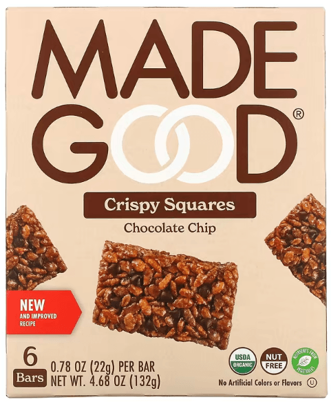 a8563b55 Made Good Organic Crispy Squares Chocolate Chip 22 6 132g - Image 1